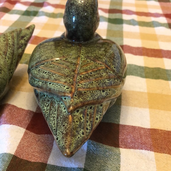 Ceramic ducks mallard water birds mottled green glaze. - Picture 8 of 9